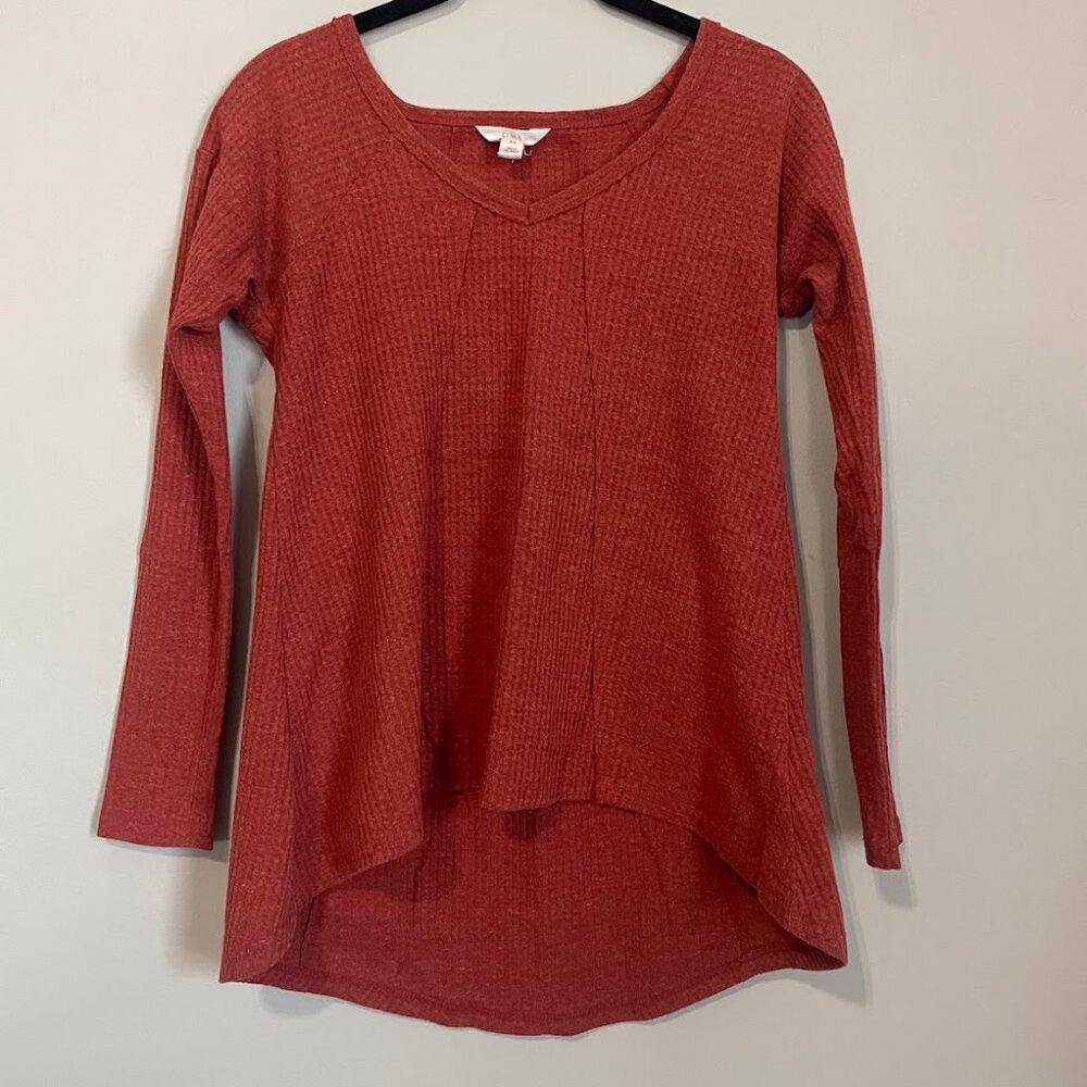 Long Sleeve Orange High-Low Top